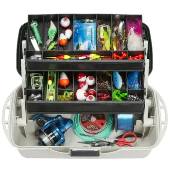 Ящик для рыболовных снастей с 2 лотками, ящик для инструментов и органайзер для предметов искусства – 14 дюймов от Outdoors