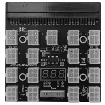 Breakout Board 17 Портов 6Pin LED Дисплей Модуль Питания Серверная Карта Адаптер для HP 1200 Вт 750 Вт Блок ПИТАНИЯ GPU Miner Майнинг BTC ETH
