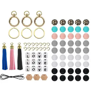 Силиконовые бусины с ниткой и кисточкой Включают круглые бусины 15 мм, эластичное кольцо для ключей, браслет с кисточкой, набор из 84 ожерелья и браслетов
