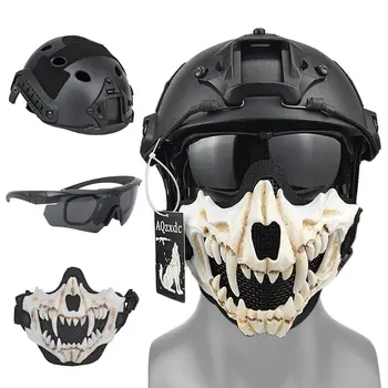 БЫСТРЫЙ пейнтбольный шлем с маской для страйкбола и защитными очками, тактическое защитное снаряжение для всего лица, для охоты на открытом воздухе, стрельбы, Hunting