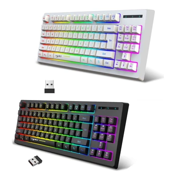 Мембранная клавиатура L100 RGB, 87 клавиш, подсветка RGB, 2. Беспроводные двухцветные инжекционные переключатели для игровых клавиатур