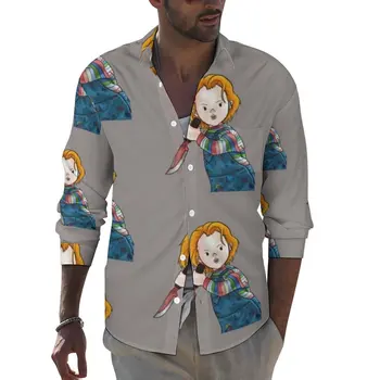 Повседневная Рубашка Chucky Y2K, Мужская Рубашка С Изображением Персонажа Фильма Ужасов 