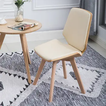 Скандинавский обеденный стул, Современный минималистичный Офисный стул для переговоров, Бытовой стул для гостиной из массива дерева, стул для кафе, стул для отдыха A