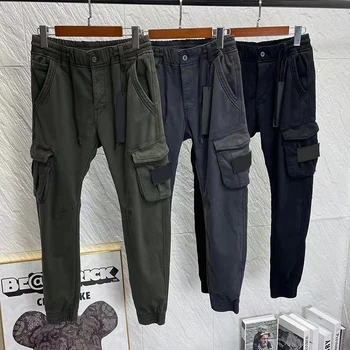 Мужские брюки-карго с завязками и эластичным поясом, осенне-зимний флисовый комбинезон с карманами, рабочая одежда, тактические брюки MA673