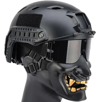 Комплекты тактических шлемов, маска-череп на половину лица и очки для страйкбола, защитное снаряжение для уличного пейнтбола с усовершенствованной подкладкой EPP