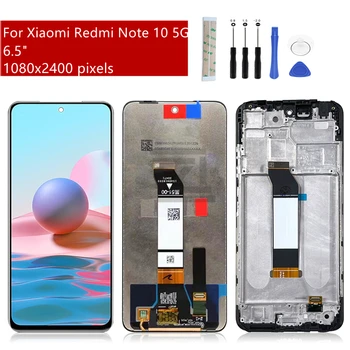 IPS ЖК-Дисплей для Xiaomi Redmi Note 10 5g Жк-дисплей С Сенсорным Экраном и Цифровым Преобразователем В Сборе С Рамкой M2103K19G Запасные Части Для Ремонта