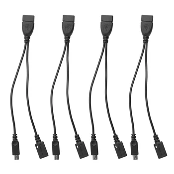 Мини-OTG-кабельный адаптер из 4 комплектов, 2-в-1 с питанием от Micro-USB к USB-адаптеру (OTG-кабель + кабель питания) для потокового воспроизведения на флешках и т. Д