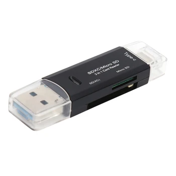 Высокоскоростной USB-адаптер для чтения карт OTG 3 в 1 для флэш-накопителя TF/Mirco SD Type-C