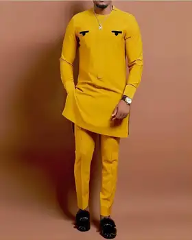 Длинное платье дашики для мужчин | Желтые рубашки в африканском стиле | Желтая мужская рубашка в африканском стиле - Футболка - Jk-gosudarev-dom.ru