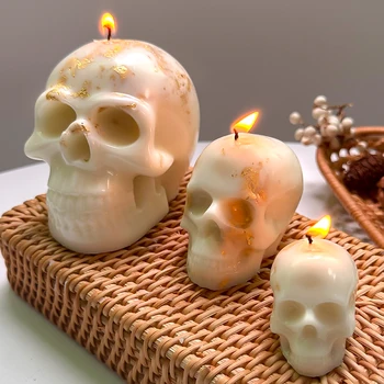 3D Свеча с черепом на Хэллоуин Силиконовая форма DIY Декоративная Свеча Мыло ручной работы, Гипс, Смола, Инструменты для литья, Форма для подарков для дома