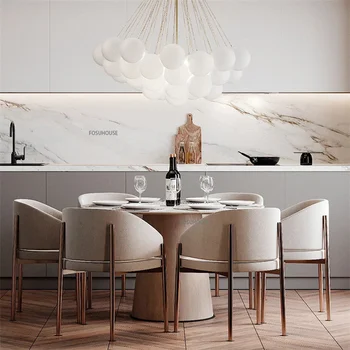 Обеденные стулья из скандинавской ткани для кухонной мебели, домашний свет, Роскошный гостиничный металлический шезлонг, обеденный стул с простым подлокотником сзади