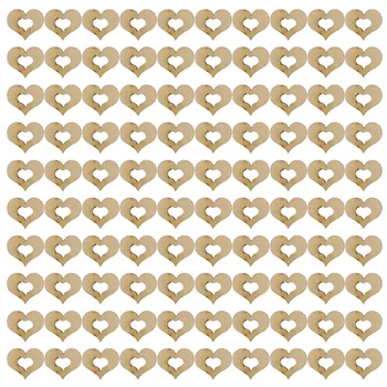 100шт Пустых мини-полых деревянных сердечек для украшения свадебного декора 10 мм