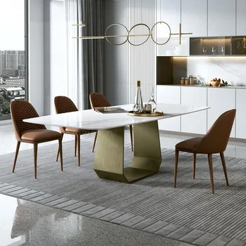Роскошный Кухонный стол для столовой Большой квартиры Ресторан Rock Обеденная Стена Стол для завтрака Итальянская мебель на заказ YH