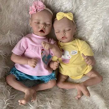 17-дюймовая Возрожденная Кукла-близнец A B, Спящий ребенок Ручной работы, Реалистичная Высококачественная кукла с укоренившимися ресницами Bonecas Bebe