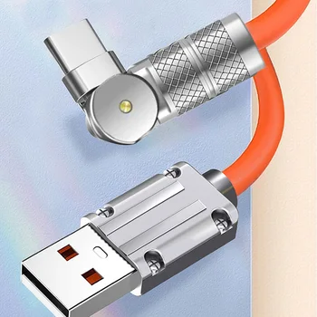 Сверхбыстрая зарядка мощностью 120 Вт через USB-жидкий силиконовый кабель для iPhone Xiaomi Samsung Huawei Type C Charger Кабель быстрой зарядки Lightning