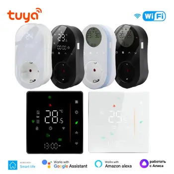 WiFi Tuya Smart Temperature Controller, Цифровая панель управления электрическим / Водяным отоплением, 16A Розетка Thmostat для Smart Life Alexa
