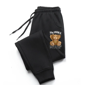 2022 Мужские брюки Оверсайз с коротким рукавом для мужчин, мужские брюки с принтом Плохого Медведя, Модная уличная Одежда, мужские брюки для мужчин с короткими рукавами