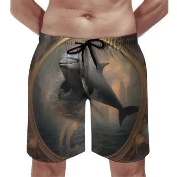 Спортивные шорты Dolphin Gym Shorts Summer Mystic Gothic Sports Surf Beach Короткие брюки Мужские Быстросохнущие Повседневные плавки больших размеров с принтом