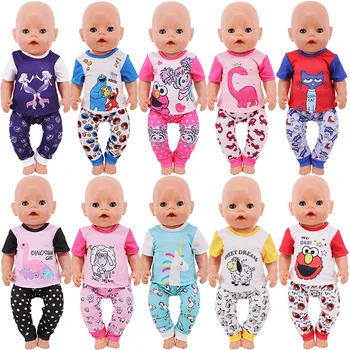 Одежда для кукол, милая пижама для новорожденных 43 см, аксессуары для американских кукол для девочек 18 дюймов, печать животных, наше поколение