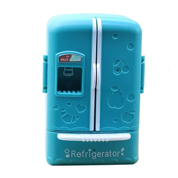 Имитация мини-холодильника с двойной дверью 1:18, украшение для детского домика, игрушки, синий