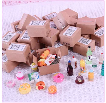 1 коробка, 4 бутылки / еда, мини-кукольный домик, экспресс-посылочная коробка, новая креативная миниатюрная бутылочка, подарок для детей, коробка для ролевых игр с сюрпризом