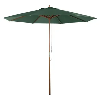 Заводской оттенок 9 футов. Деревянный зонт с двойным шкивом Green Market Y99153