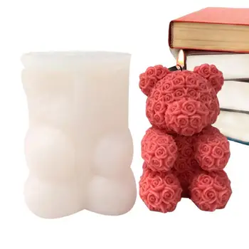 3D-форма для медведя, Милая 3D-форма для ароматических свечей С тиснеными цветами, силиконовая форма для медведя, сделай САМ, Напиток Со льдом, кофе, сок, коктейль.