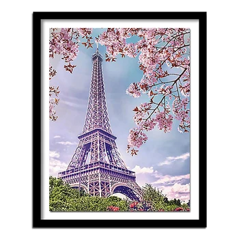 Алмазная вышивка Пейзаж Полная Алмазная живопись Парижская башня Картина из горного хрусталя Домашний декор