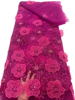 Новая тяжелая трехмерная вышивка бисером, блестками, французская роскошная модная ткань для вечернего платья Qipao