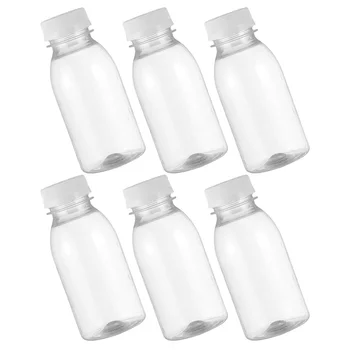6 шт., Маленькая бутылка для воды, Прозрачная крышка для контейнера, Пустые бутылки, Молоко, сок, Пэт, Многоразовый пластик для путешествий