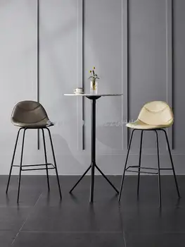 Барный стул современный простой бытовой легкий высокий табурет с роскошной спинкой, железный креативный барный стул для отдыха, барный стул