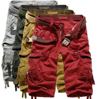 Летние короткие мужские брюки-карго Y2k, уличная одежда, рабочие шорты с несколькими карманами, Повседневные свободные пляжные шорты для пеших прогулок в стиле милитари, одноцветное изделие