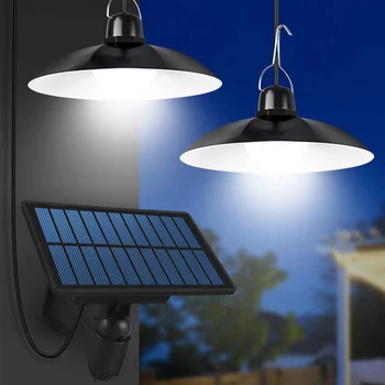 Солнечный подвесной светильник IP65, водонепроницаемая светодиодная лампа на солнечных батареях с дистанционным управлением, люстра для кемпинга, уличные садовые подвесные светильники