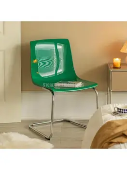 Обеденный стул в скандинавском стиле в стиле ретро, Винтажная мебель, простой домашний стул для маленькой квартиры, стул с прозрачной акриловой спинкой