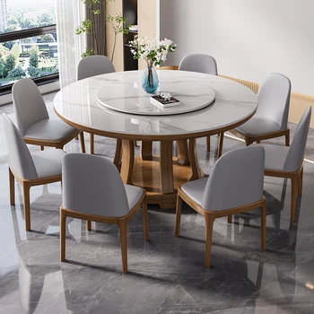 Обеденный стол с круглой стороны, Кофейная мраморная консоль, Многофункциональный кухонный стол Nordic, Передвижной стол, Ясли, Кухонная мебель