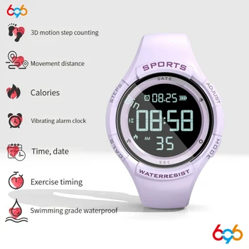 Женские умные часы с водонепроницаемым ударопрочным шагомером, спортивный Фитнес-браслет, светящиеся светодиодные смарт-часы для девочек для IOS Android