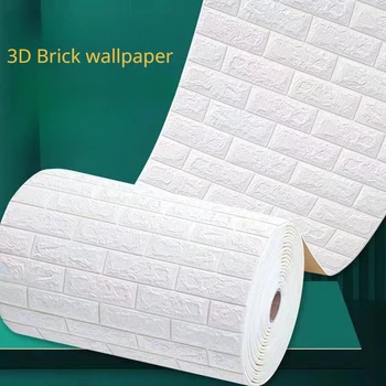 70 см x 5/10 м Самоклеящиеся 3D обои Сплошная водонепроницаемая кирпичная наклейка для стен Антикварные обои из пенобетона для украшения дома