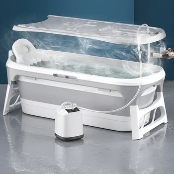 Простые переносные ванны Пластиковая Складная ванна со льдом для взрослых, домашняя гидромассажная ванна для всего тела, современный спа-массаж, паровая баня с крышкой