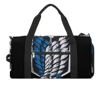 Спортивные сумки AOT Wings Of Freedom, тренировочная спортивная сумка Attack on Titan, сумки в стиле ретро большой емкости, мужская сумка для фитнеса выходного дня с рисунком