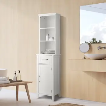 Современный деревянный шкаф для хранения белья с полками, белый