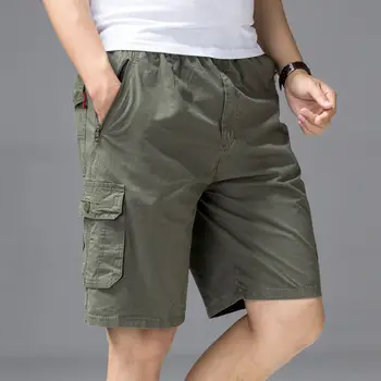 Мужские летние пляжные шорты для работы вне дома, трендовые повседневные брюки свободного кроя, большие однотонные брюки на четверть размера больше