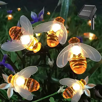 20 светодиодных гирлянд на солнечной батарее Honeybee, наружный свет, домашний сад, патио, Рождественская елка, звездный сказочный декор, солнечная лампа