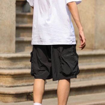 Японский комбинезон, Пятиточечные брюки, Летняя верхняя одежда, Свободные Повседневные Быстросохнущие Функциональные спортивные шорты большого размера, Мужская одежда