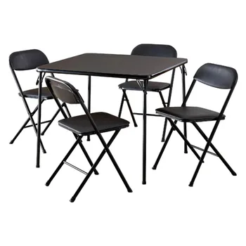 Набор карточных столов из 5 предметов, Черный обеденный стол, Мебельные наборы для столовой