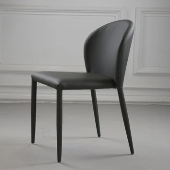 Современный минималистичный скандинавский кожаный художественный легкий роскошный обеденный стул с откидной спинкой стул для ресторана домашний табурет стул