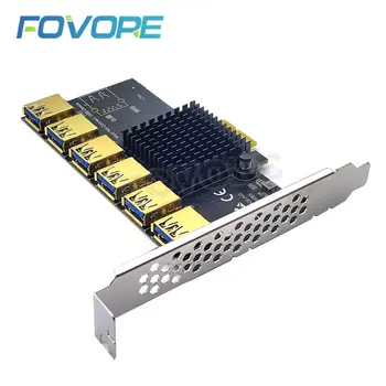 Riser PCIE От 1 до 6 Слотов PCI Express Multiplier Riser Card Адаптер USB3.0 PCIE X1 -X16 Extender 010X Riser Для майнинга Видеокарт