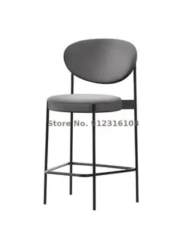 Барный стул современный простой высокий табурет с бытовой спинкой барный стул легкий роскошный стул кассира бара высокий табурет чистый красный