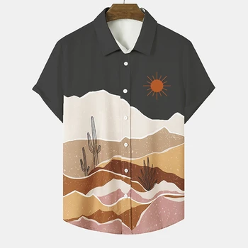 Мужская рубашка, летние классические рубашки с 3D принтом и коротким рукавом, уличная рубашка в японском стиле харадзюку для мужчин, женская одежда