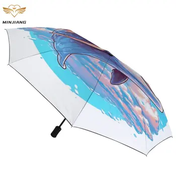 3-х кратный зонт Dolphin Для дома, зонты с черным покрытием, Ветрозащитный Портативный автоматический зонт