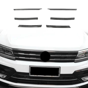 Для Tiguan MK2 2016-2021 Сетка переднего бампера из углеродного волокна, центральная решетка радиатора, молдинги для гриля, накладка крышки